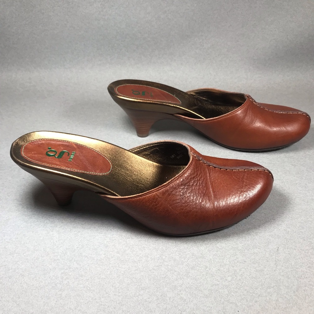Cole Haan G Series Chestnut Kitten Heel Mules
